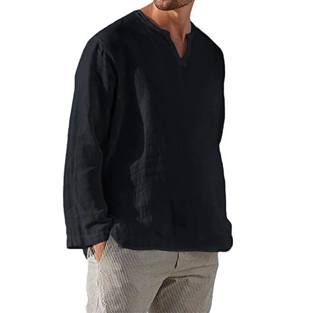 Men's Cotton Linen Shirt Long Sleeve