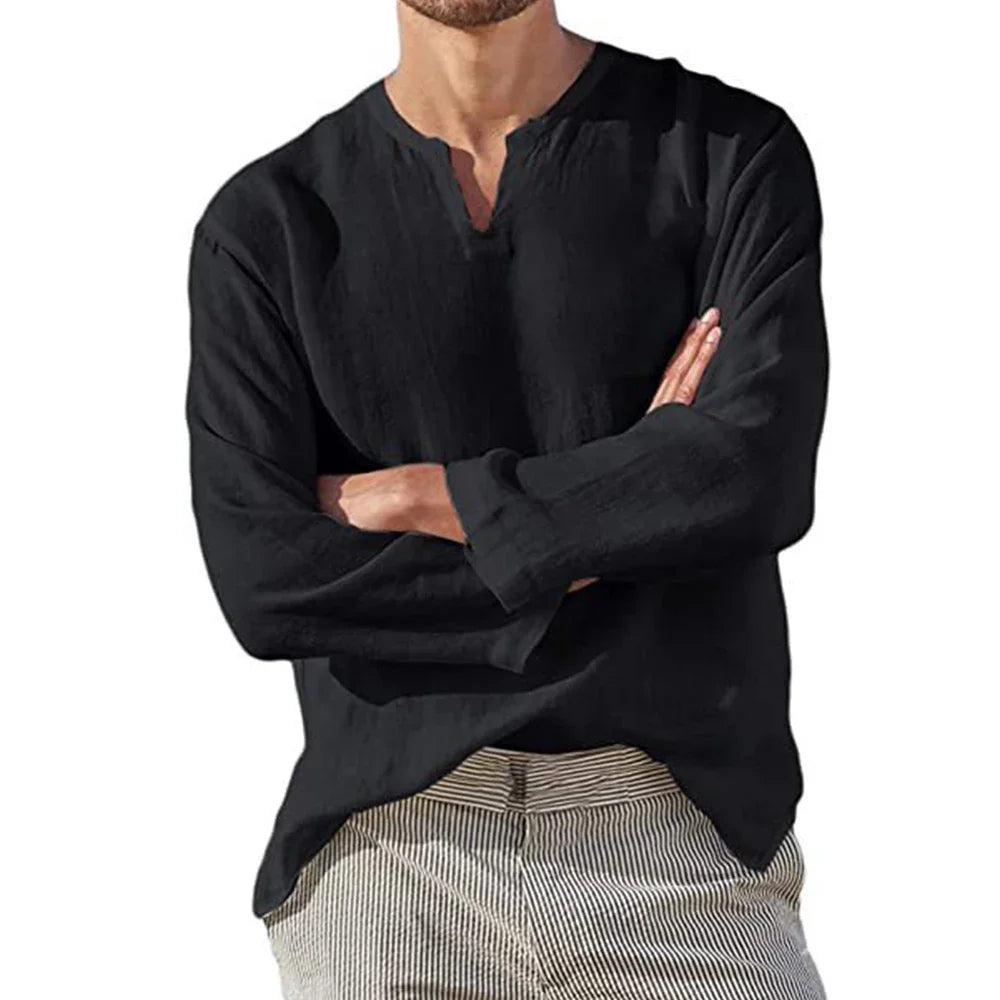 Men's Cotton Linen Shirt Long Sleeve