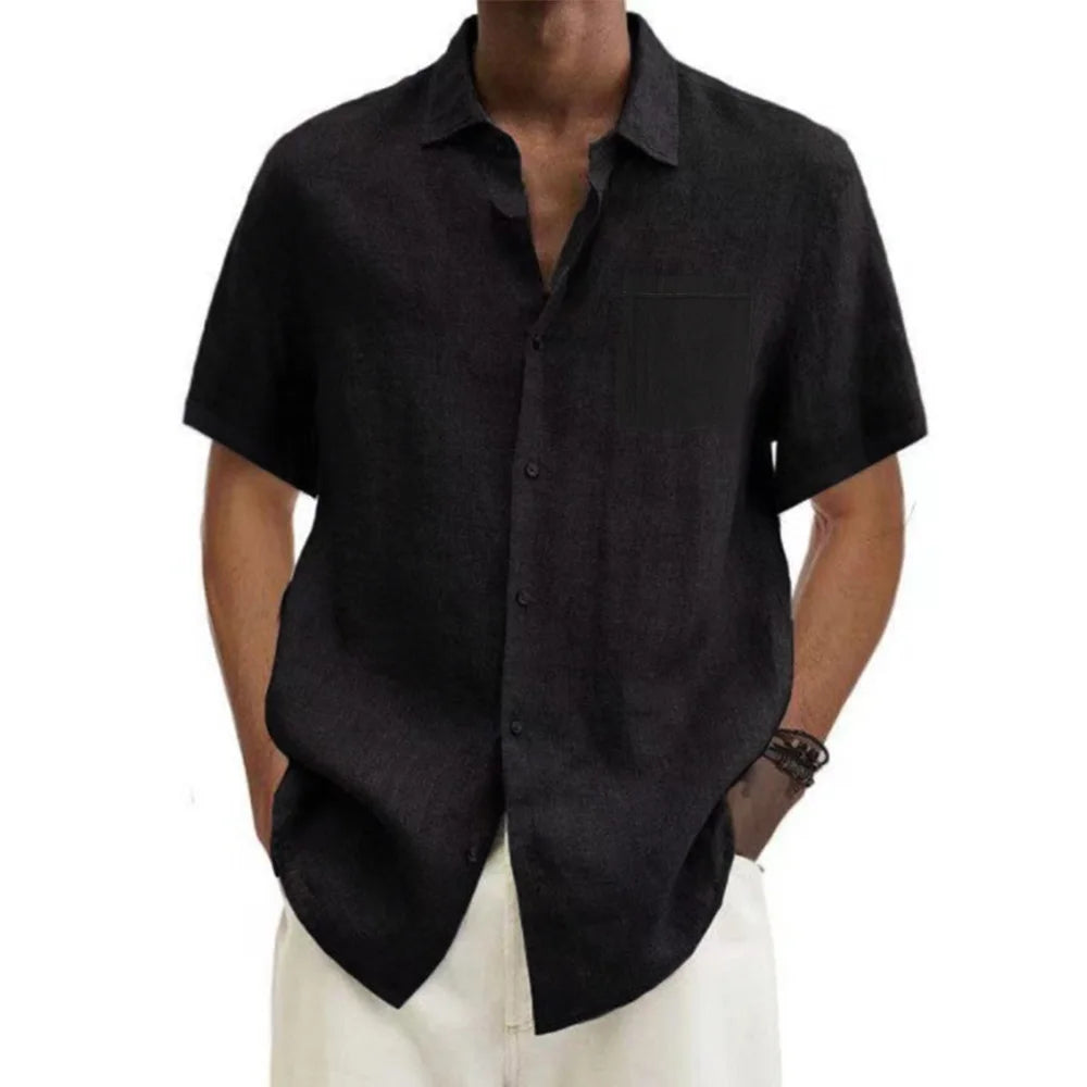 Cotton-Linen Short Sleeve Shirt
