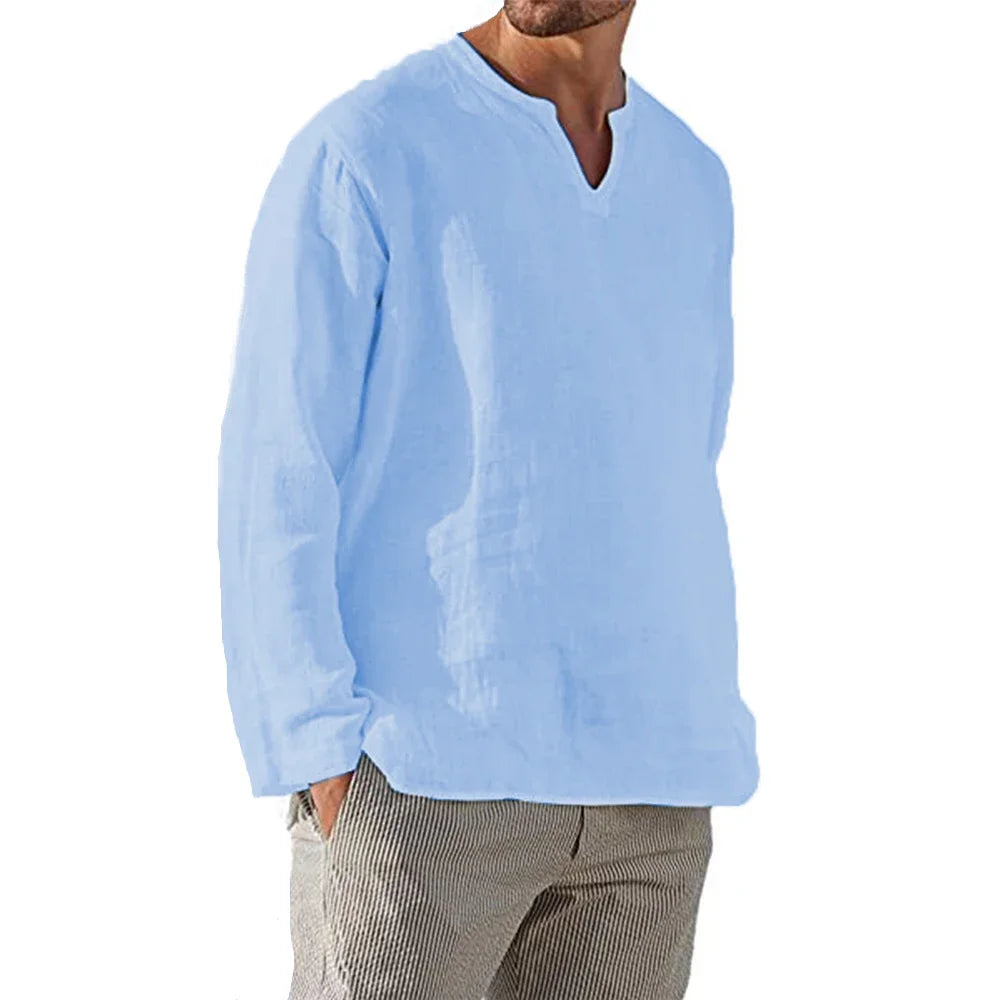 Men's Cotton Linen Shirt Long Sleeve