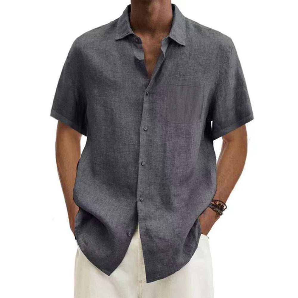 Cotton-Linen Short Sleeve Shirt