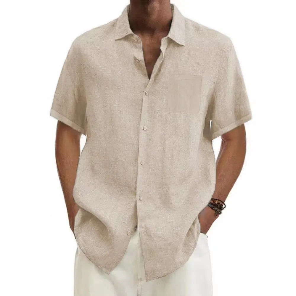 Cotton-Linen Short Sleeve Shirt