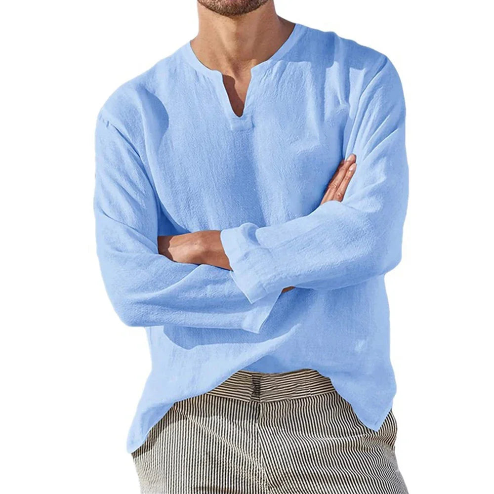 Men's Cotton Linen Shirt Long Sleeve