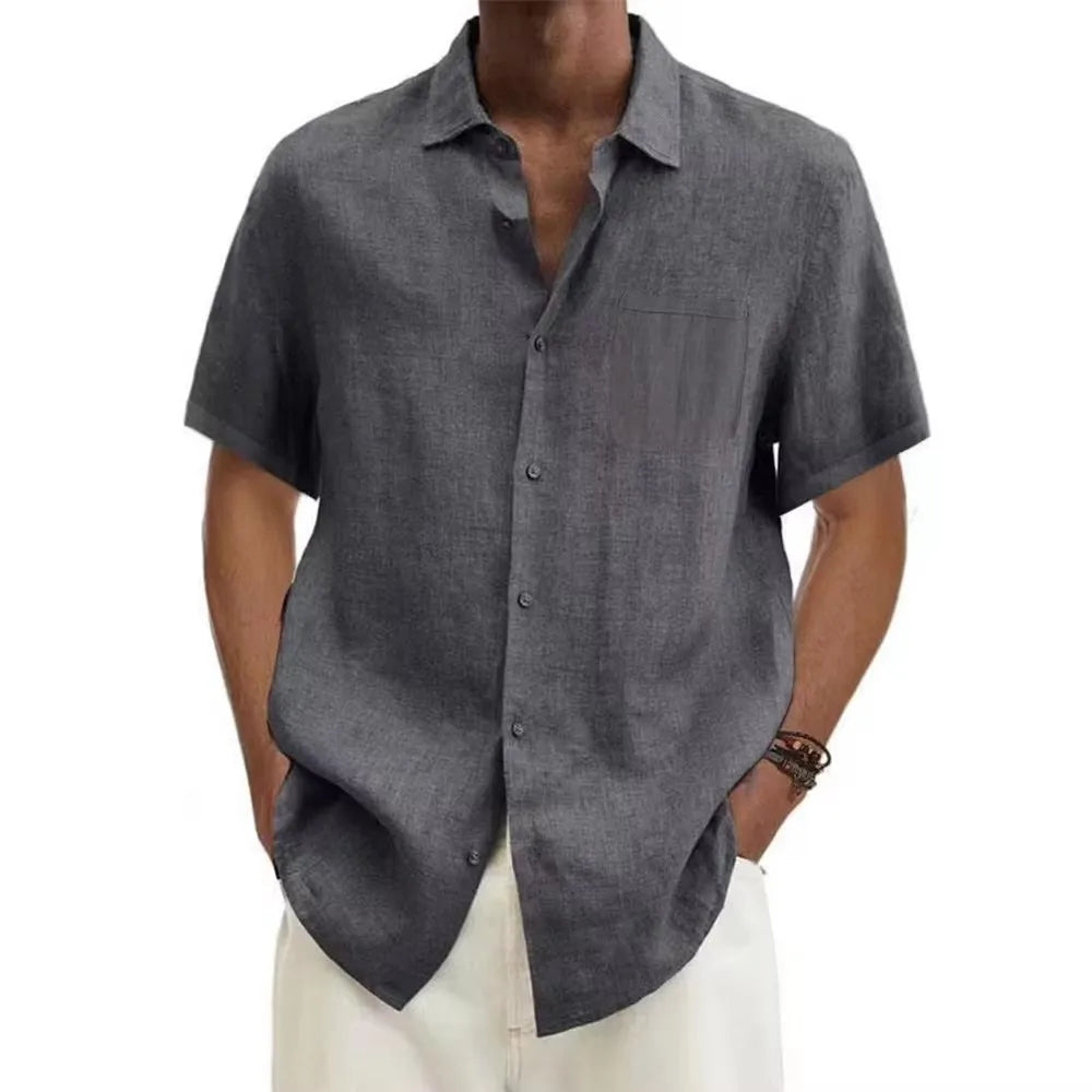 Cotton-Linen Short Sleeve Shirt