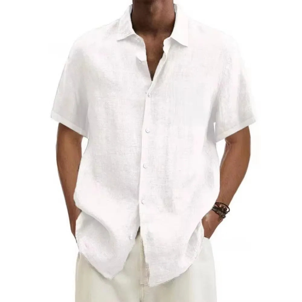 Cotton-Linen Short Sleeve Shirt