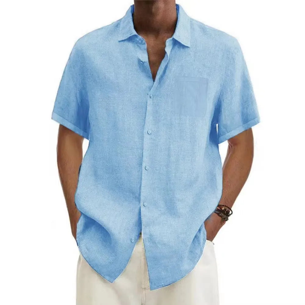 Cotton-Linen Short Sleeve Shirt
