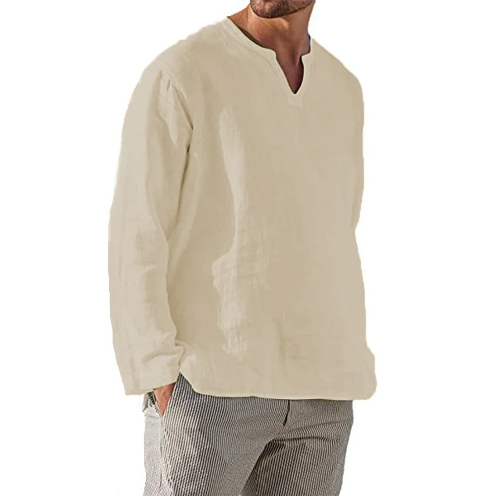 Men's Cotton Linen Shirt Long Sleeve
