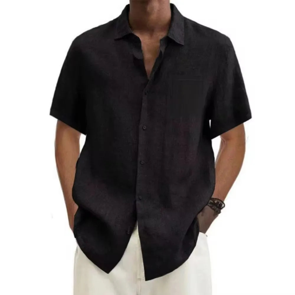 Cotton-Linen Short Sleeve Shirt