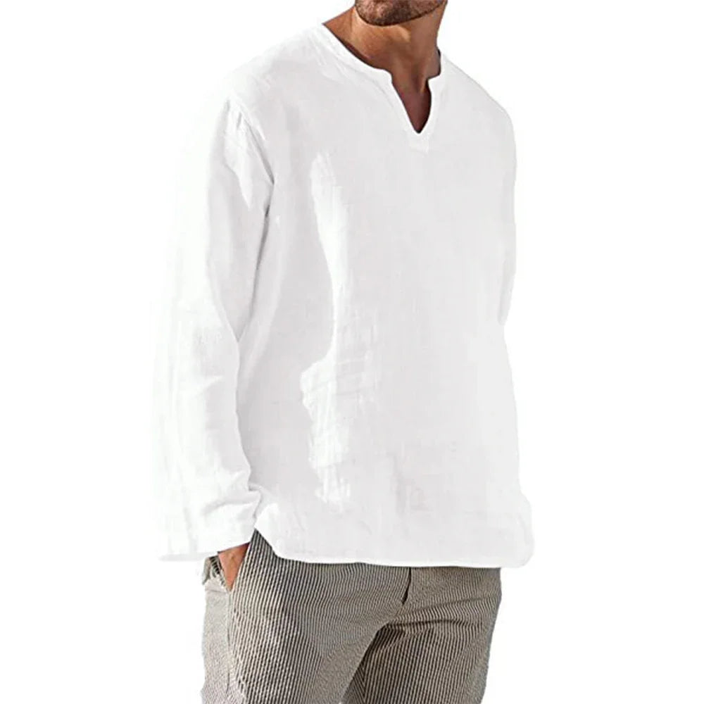 Men's Cotton Linen Shirt Long Sleeve