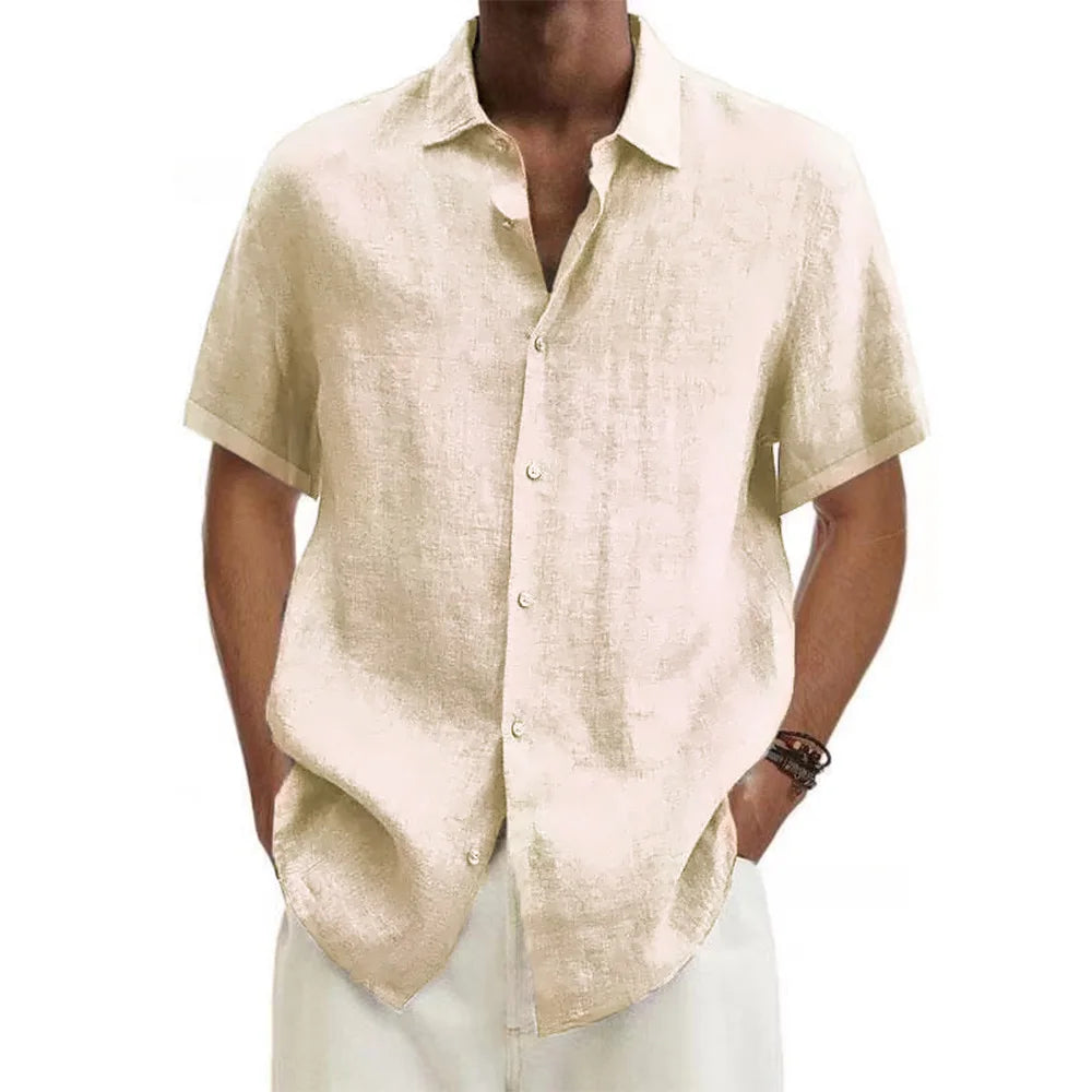 Cotton-Linen Short Sleeve Shirt
