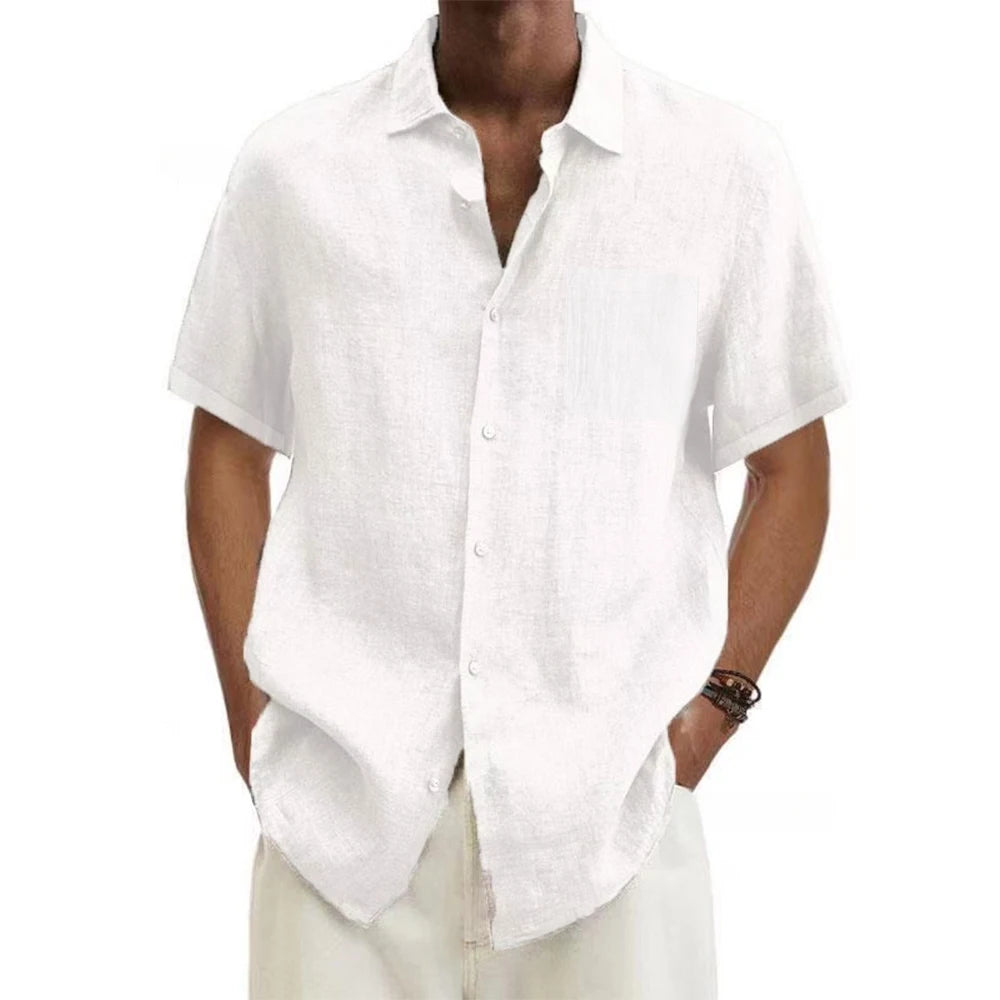 Cotton-Linen Short Sleeve Shirt