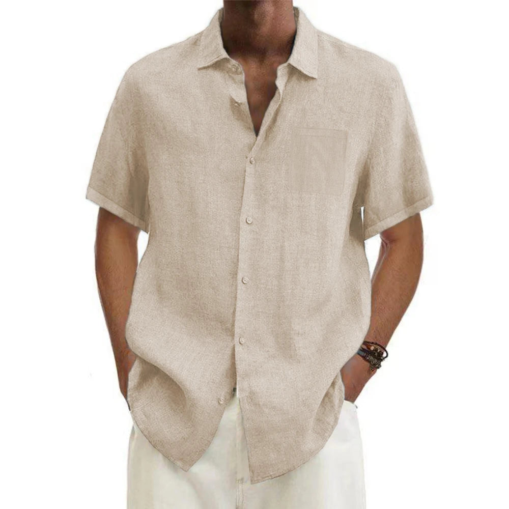 Cotton-Linen Short Sleeve Shirt