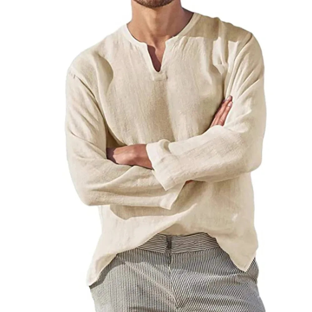 Men's Cotton Linen Shirt Long Sleeve